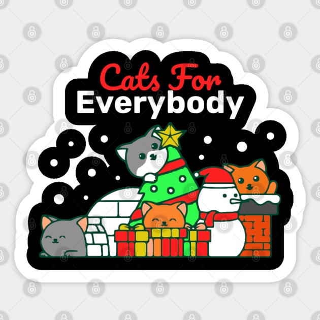 Cats for Everybody - Funny Santa and Cats Sticker by KanysDenti
